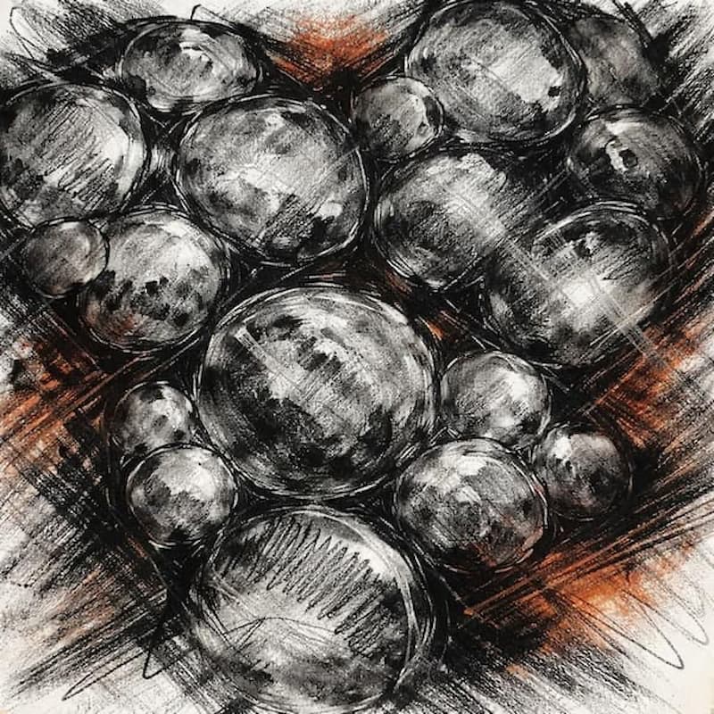 Stones - charcoal and conte crayons